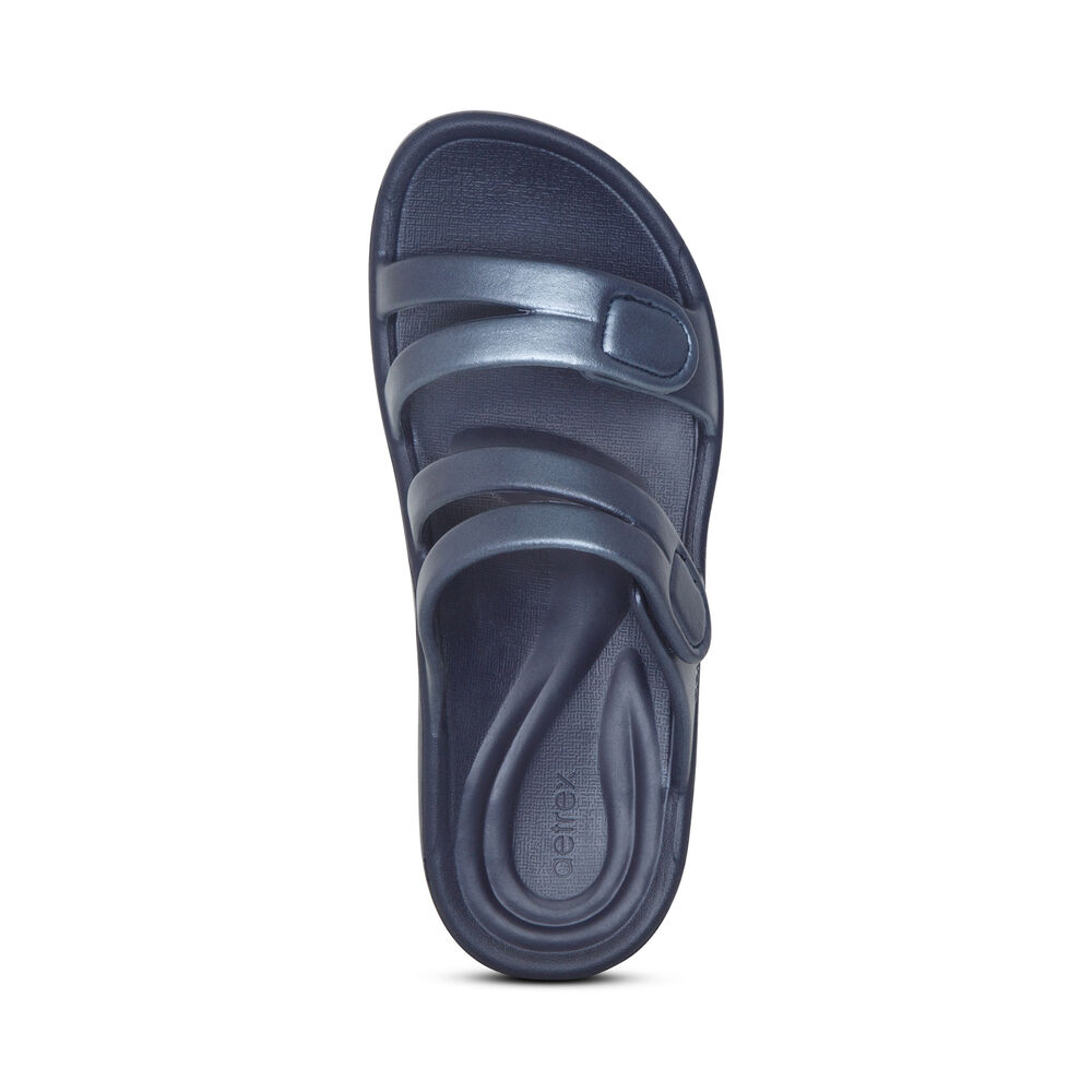 Aetrex Women's Janey Sport Water-Friendly Sandals - Navy | USA XJZUTY8